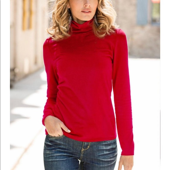 Peck & Peck Turtleneck Jester Red Top Ruche Neck Base Layer Size S NWT - Picture 10 of 10